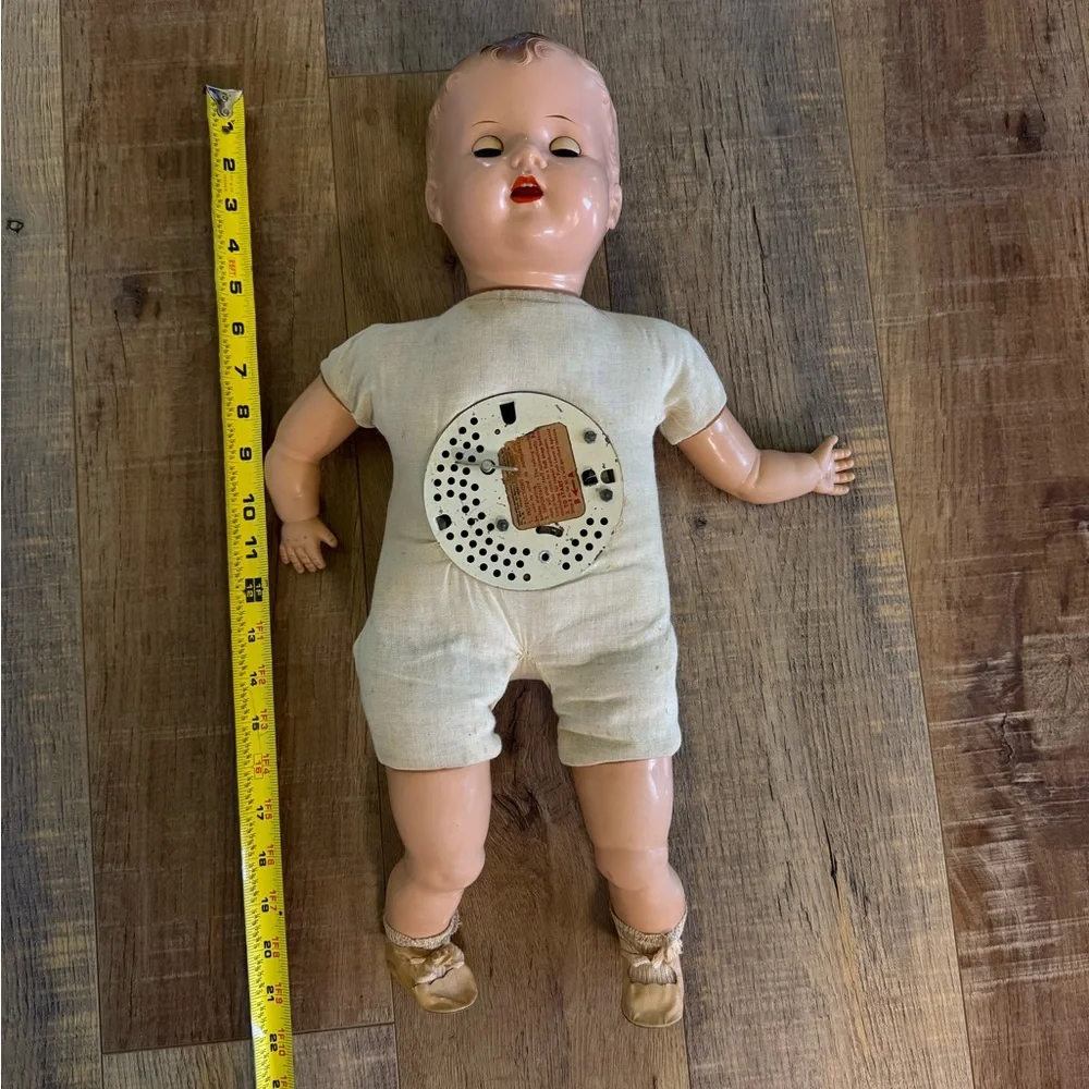 Vintage 1940s J.L. Schilling 22” Talking Baby Doll – Sleepy Eyes, Original Shoes